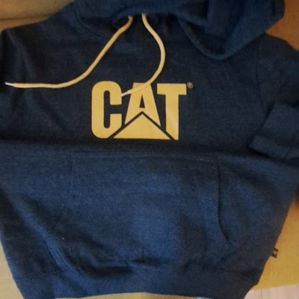 Caterpillar Dark Gray  CAT Logo Fleece Hoodie sweatshirt Size Medium